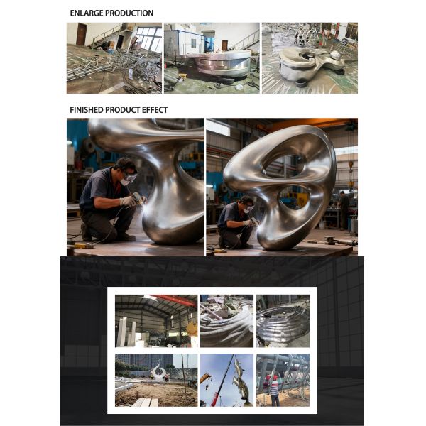 Large Outdoor Modern-Style Streamlined Stainless Steel Sculpture for Garden Lawn