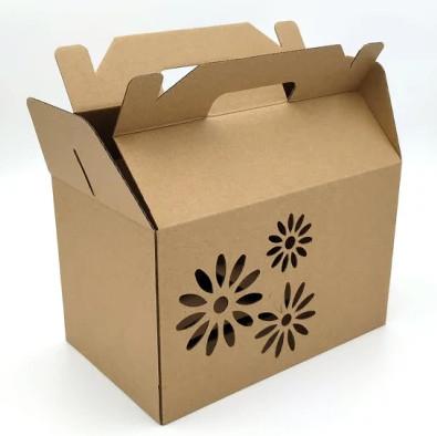 Recycled Corrugated Packaging Box Brown Kraft Hollow Carved Design Gift Packaging Box