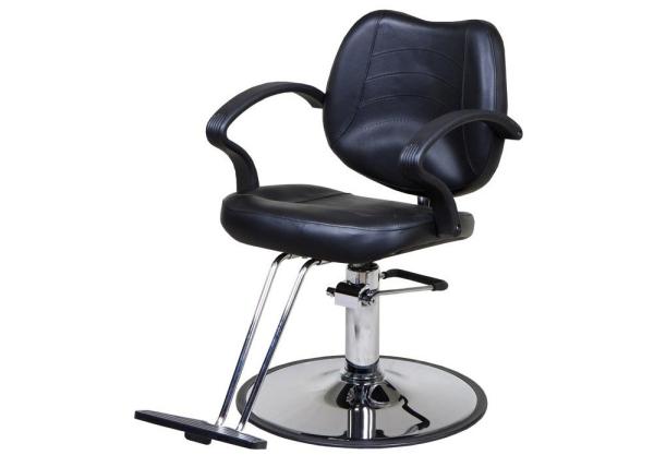 WT-3230 Black Professional Hair Styling Chair Round Chrome Base Rubber armrest