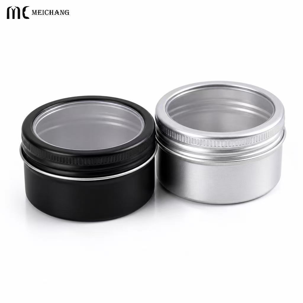 15ml–150ml Round Aluminum Screw Top Tin Jar with Clear PVC Window Lid (MC-809）