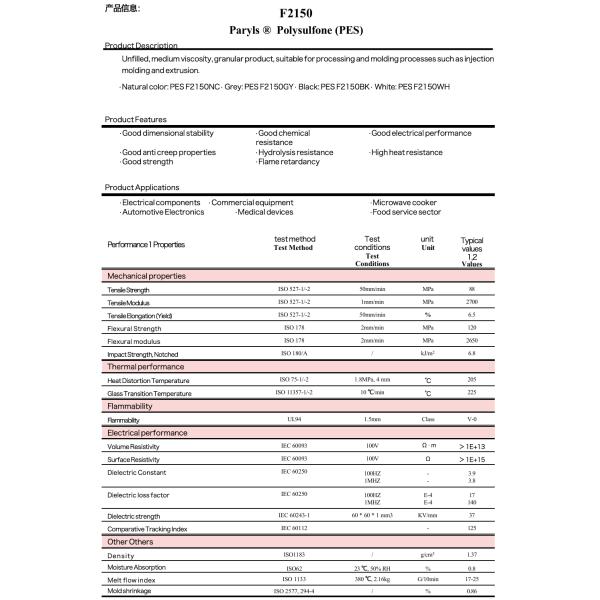 PES 2150 Material plástico resistente a sustancias químicas Mecanizado de dispositivos médicos Material polisulfón
