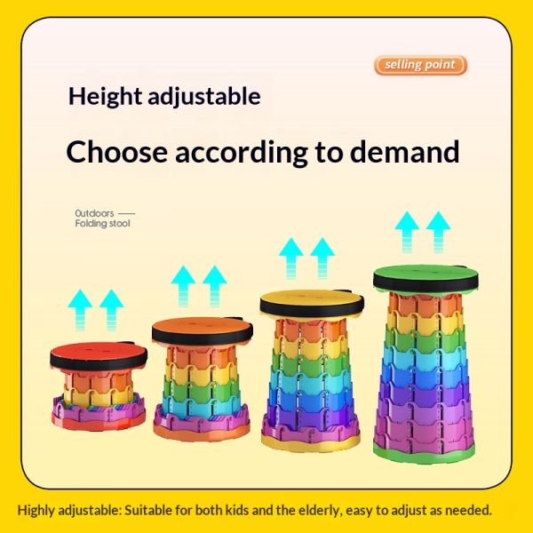 Modern Outdoor Plastic Folding Portable Collapsible Retractable Stool Thickened PP Material Camping Picnic Telescopic Chair