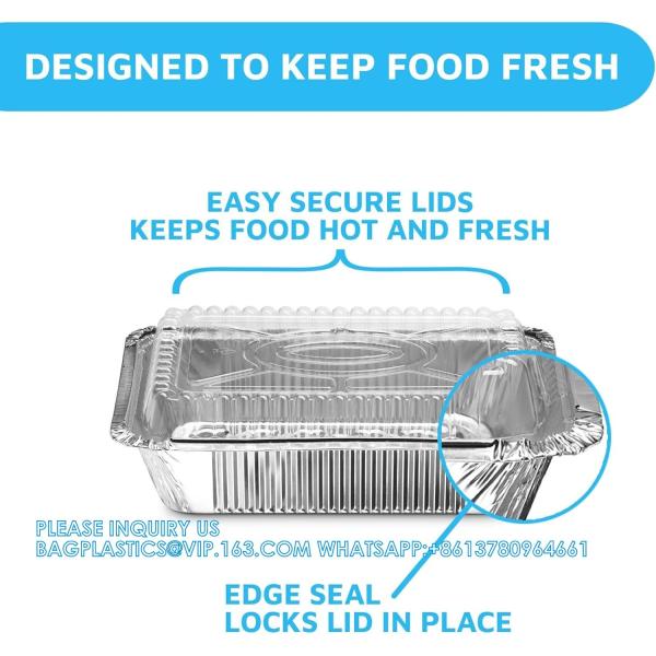 5x4”8x5.5” Drip Pans Aluminum Foil Food Containers Disposable Takeout Pans With Clear Lids Eco-Friendly & Recyclable