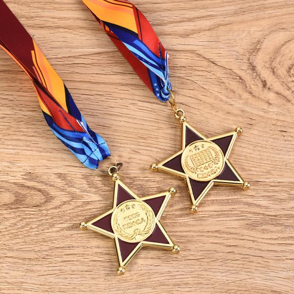 Custom Logo Sports Pentagram Metal Medal Letterpress Printing