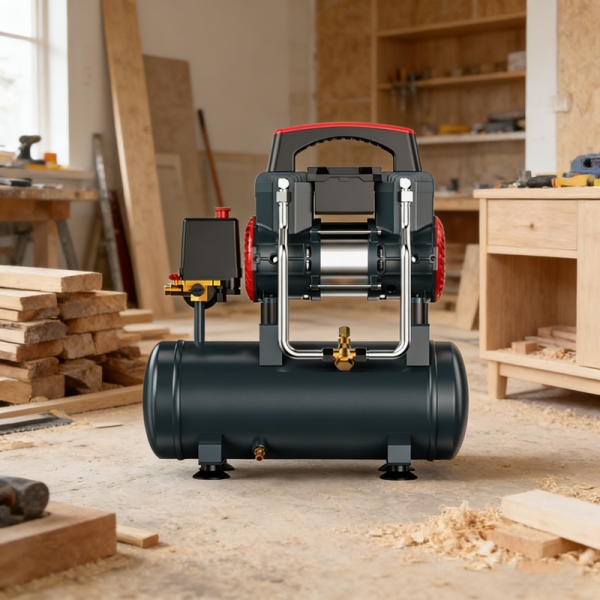 Electric Silent Oil-Free Piston Type Air Compressor with 160x340cm Tank 1100W Power 90L/min Airflow 0.8MPa Pressure
