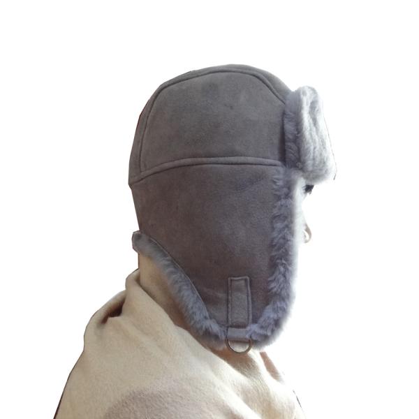 Winter Ladies Earflaps Real Sheepskin Leather Hat Russian Style Ushanka Trapper Hat