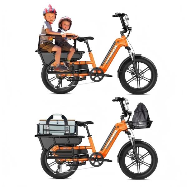 2025 Wholesale 750W  48V 15Ah Battery for Grocery Delivery  Family Transportation 20  Fat Tire Long Tail Electric Cargo Bike