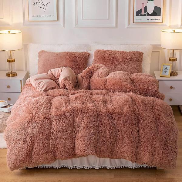 Fluffy Plush Faux Fur Velvet Shaggy Queen King Size Couverture de couette