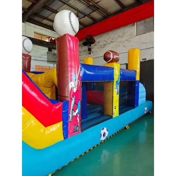 Inflatable Obstacle Course With Climbing Slides Tunnels And Racing Lanes for Outdoor Team Building Events And Challenge Projects