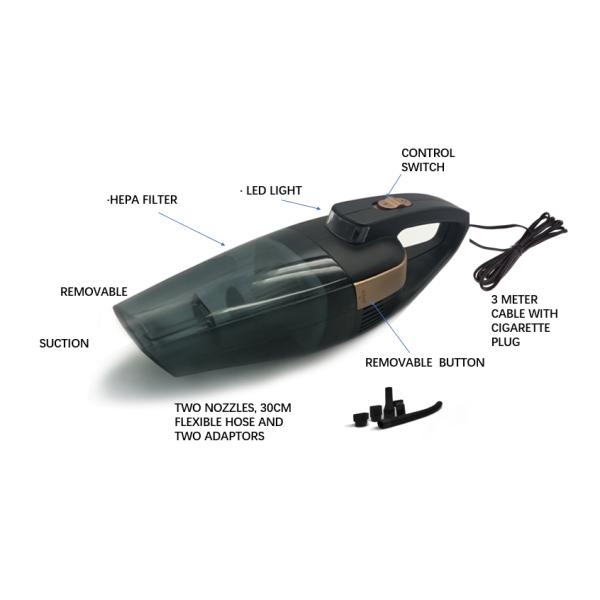DC12V ручной автомобильный пылесос с сигаретным зажигалкой светодиодная лампа пластмассовый черный