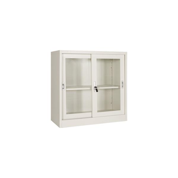 Glass Sliding Door Cupboard Full Height Fireproof Steel Office Cabinet