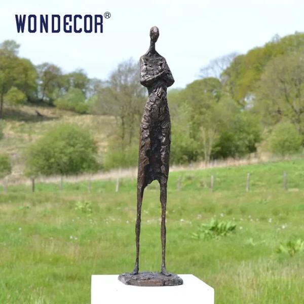 modern high-quality Outdoor abstract person holding rabbit bronze sculpture