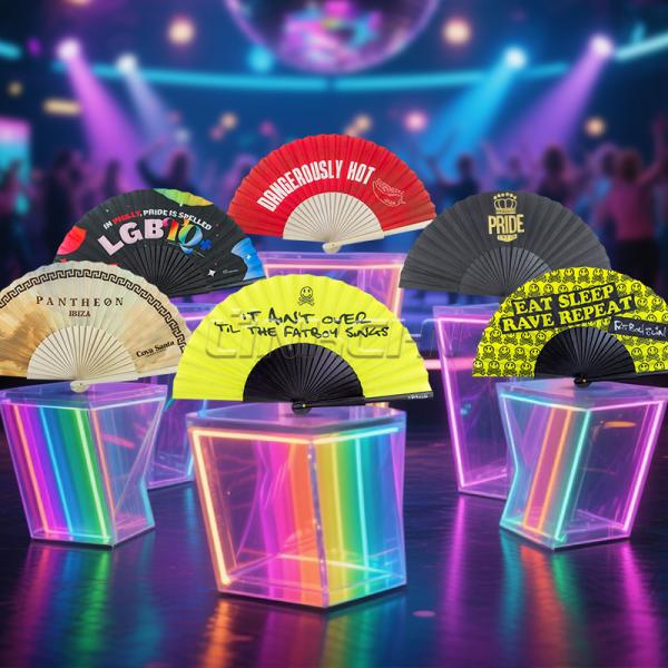 Wholesale 23cm Wooden Hand Folding Fan Custom Logo for Wedding Fan Rave Party Folk Art Hand Held Fans