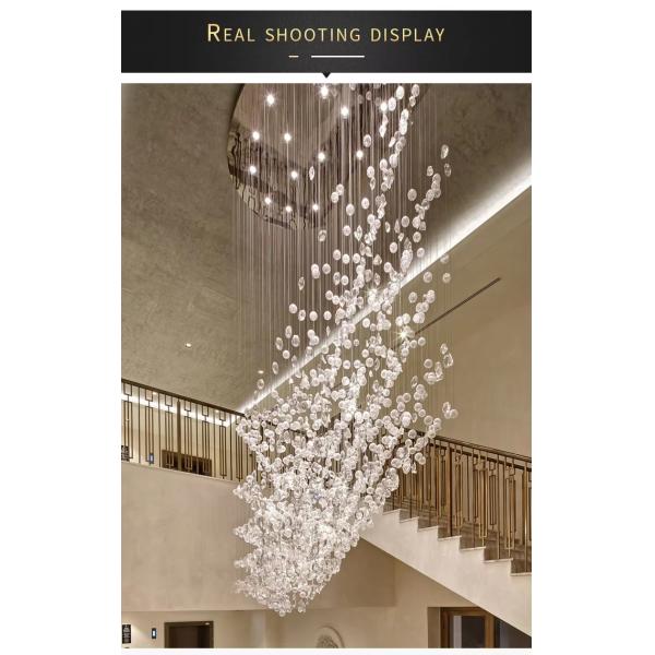 Customized Hotel Lobby Villa Staircase Decoration Modern Ceiling Large Crystal Glass Suspended Chandelier