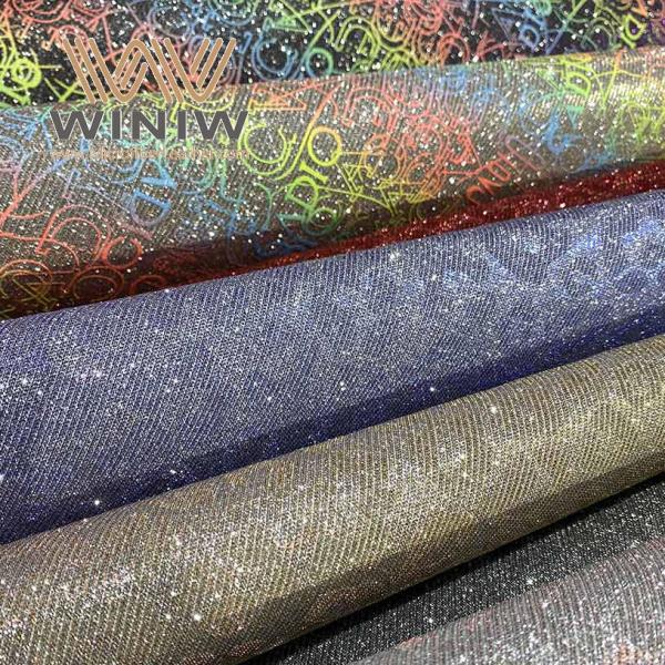 Embossed PU Glitter Leather Fabric Microfiber 1.0mm - 2.0mm Thickness
