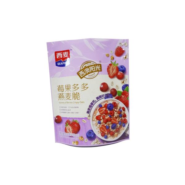 Safety Rack Up Pouch Packaging Oats With Dried Fruit / Vegetable Packaging Bag