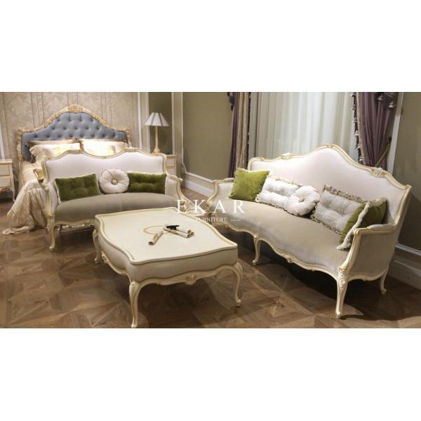 2019 New Design Antique Solid Wood With Fabric Elegant Luxury Coffee Table