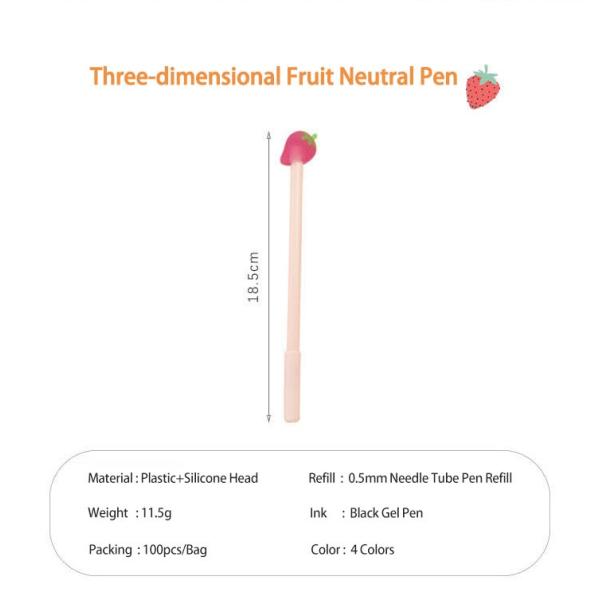 Cute dessin animé Fruit Créeant Gel encre Plume Fraise Poire Pomme Ananas Plume neutre
