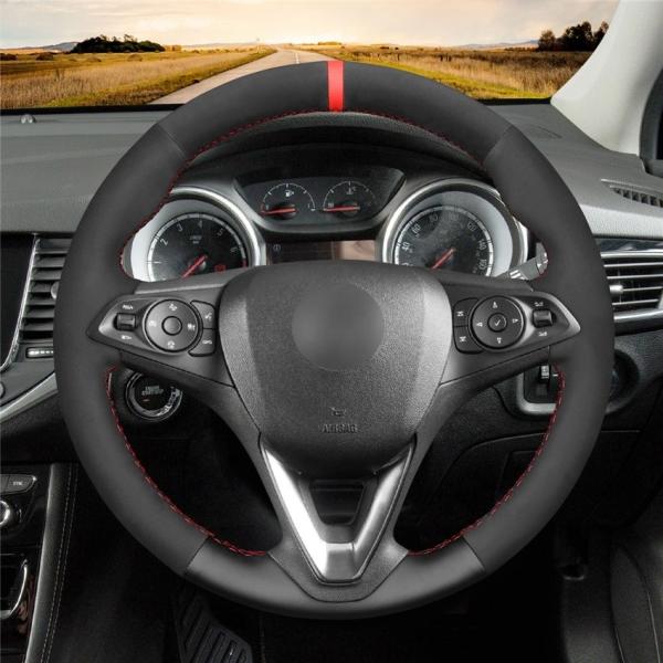 Mewant vegan suede plus leather plus carbon fiber steering wheel cover for Holden Commodore  Astra Calais 2018-2020 car interior