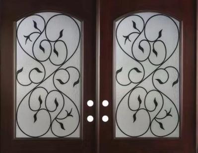 wrought iron glass with 10*10 steel  bar and flemish tempred glass,1
