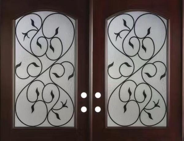 wrought iron glass with 10*10 steel  bar and flemish tempred glass,1