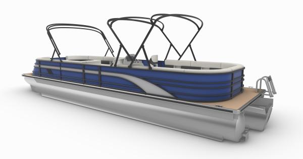 Blue White Panel Pontoon Boat with Four Side Sofa Seating for 18-22 People Luxury Leisure and Party Use