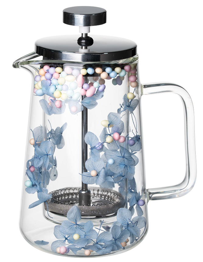 Romantic Beautiful Double Wall Glass French Press With Flowers 300ml 600ml