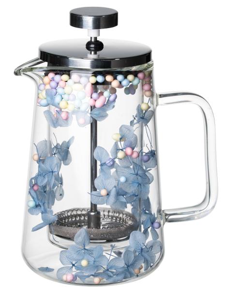 Romantic Beautiful Double Wall Glass French Press With Flowers 300ml 600ml Capacity