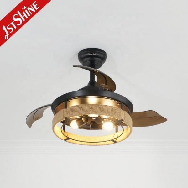 Ventilador de teto em jaula preto de 36 polegadas com solução de iluminação de meados de século