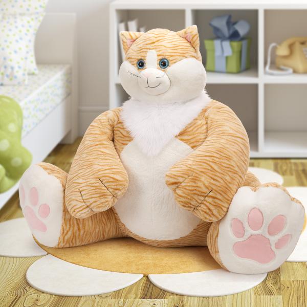 MaoGoLan 20lbs Jumbo Fluffy Plush Cat Toy 39.3 Inches Huge Big Fat Orange Cat Stuffed Animal Cute Oversized Soft Toys Kids Girls
