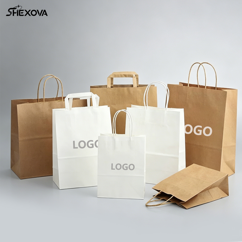 Biodegradable Takeaway Fast Food Paper Shopping Bag for Restaurant