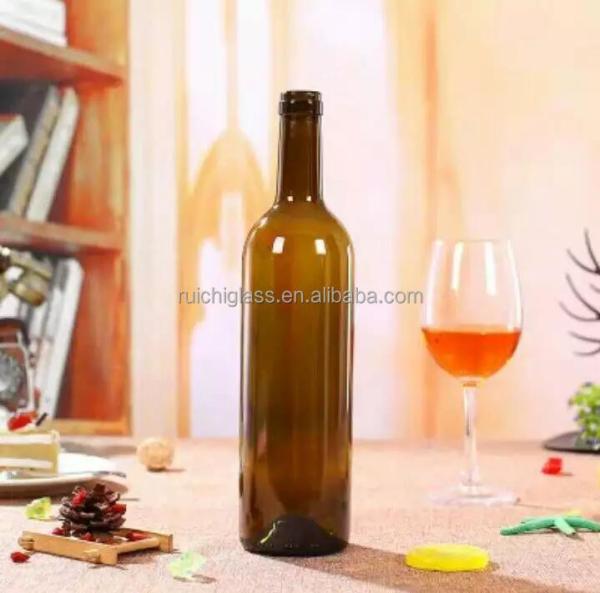 750 ml de garrafa de vinho de Bordeaux Verde Antigo para peso leve 410g de vidro de vinho de uva
