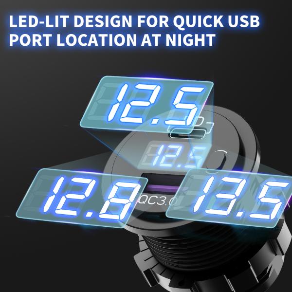 QC3.0 Chargeur de voiture USB PD pour voiture bateau bus moto de golf