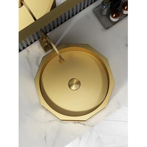 Luxury Stainless Steel Wash Basin , Brushed Gold Vanity Vessel Sink OEM ODM