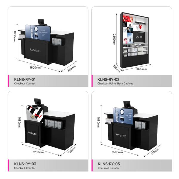 Retail Store Design Black Experience Desk with Mirror Beauty Shop Display Rack for Skincare Store Decoration