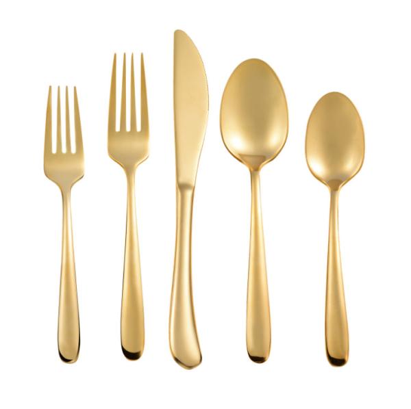China Supplier Stainless Steel Flatware Set Kitchen Cutlery Dinner Knife Fork Spoon With Gold Color