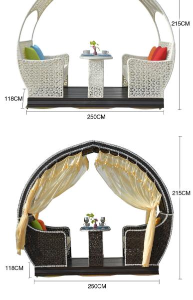 Luxury Four Person Wicker Rocking Chair Patio Furniture With Metal Frame