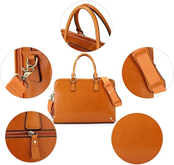 Kattee Genuine Leather Briefcase Large Capacity Laptop Bag 2.67 Pounds