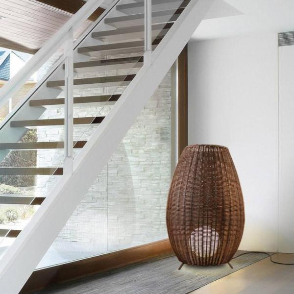 Customized Luxurious Rattan Floor Lamp , Indoor Creative Wicker Floor Light