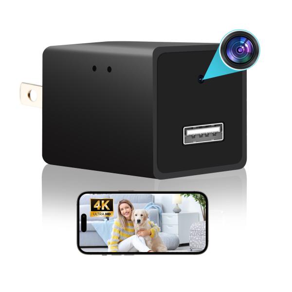 Plastic HD 1080P Mini Spy Camera , Mini USB Charger Security Camera