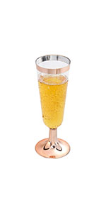 Gold Rim Plastic Champagne Glasses Perfect For Wedding, Thanksgiving Day, Christmas Champagne Flutes Disposable