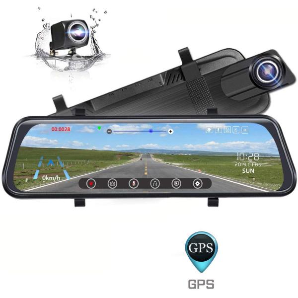 Backup Video 10 inch IPS HD 1080P Car DVR Dash Cam With Night Vision