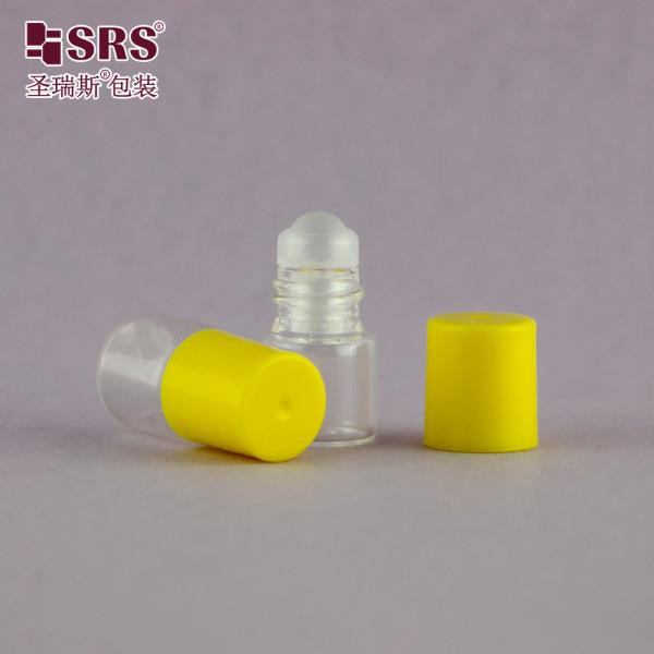 BLP-1ML Mini Travel Size Vial de vidro transparente Botão de bola de rolos Para perfume de óleo essencial Sem vazamento