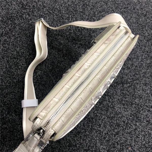 Authentic Crocodile Skin Men's Small Shoulder Bag White Flap Purse Genuine Alligator Leather Male Casual Messenger Bag