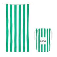 Serviette de bain à rayures vertes et blanches pour hôtel, très vendue, douce, absorbant l'eau, serviette de bain pour la maison, serviette de plage en microfibre
