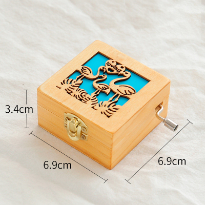 Christmas Holiday Wooden Jewelry Music Box with Silk-Screen Printing and Burned Design
