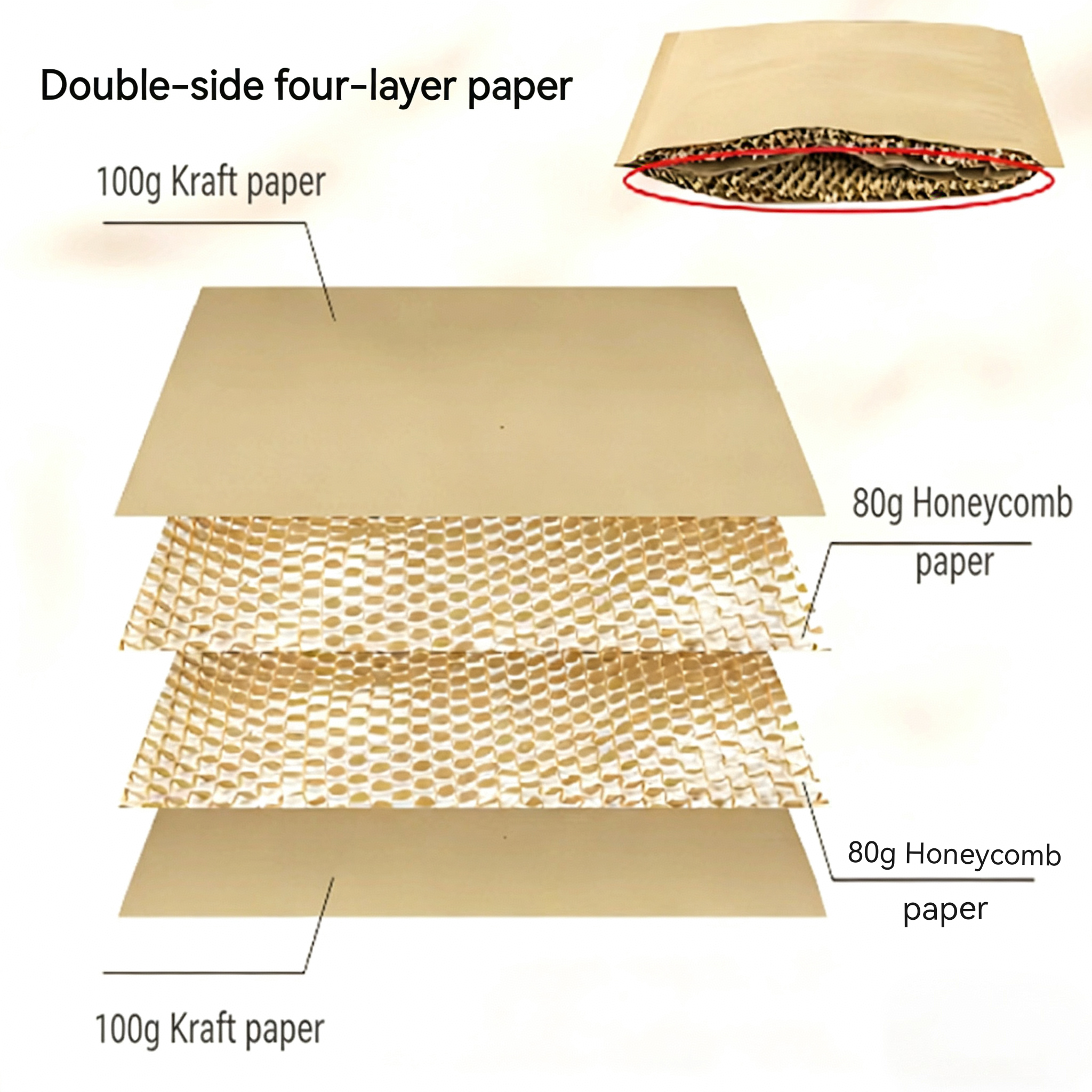 Double Layer Honeycomb Paper Bag 240GSM Crush Resistant Honeycomb Padded Mailer