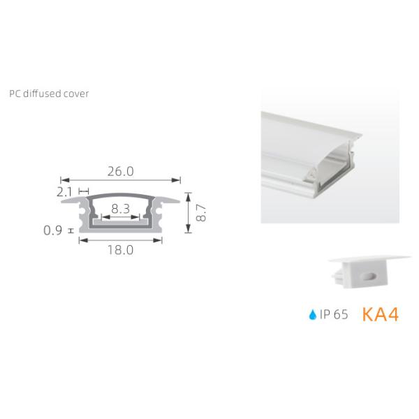Квадрат H8.7mm IP65 делает канал водостойким 6063 T5 СИД утопил алюминиевый профиль приведенный