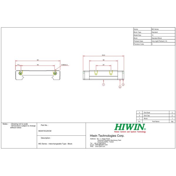 HIWIN MGW15C 3D Printed Linear Rails 15mm Width Smooth Linear Motion Guide Rail