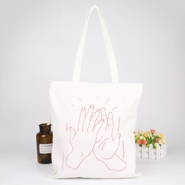 2019 Ladies Canvas Tote Handmade Logo Printed Shopping Bags Reusable